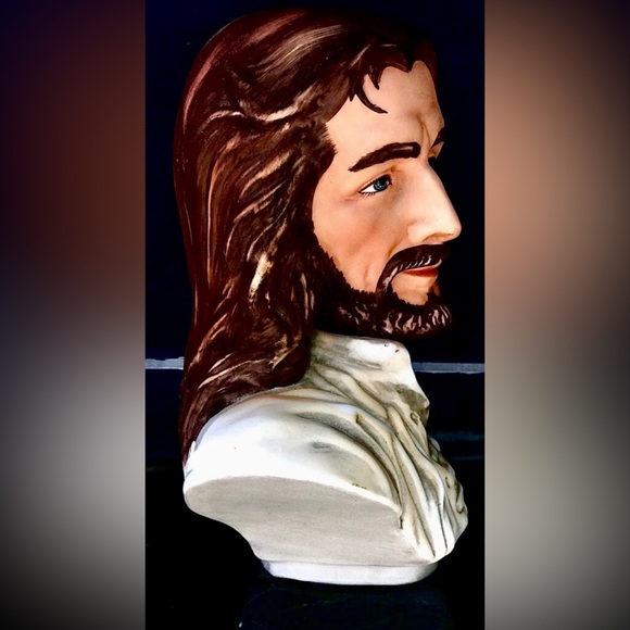 Vintage 1983 Antique 8" HOMCO Masterpiece Figural Ceramic JESUS CHRIST Bust - Picture 6 of 10